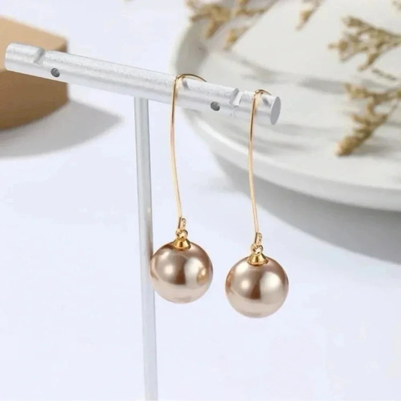 Champagne Threader Ball Earrings - Picture 1 of 4
